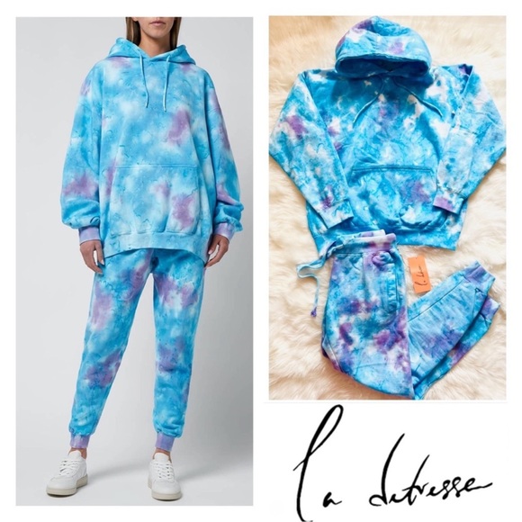 La Detresse Tops - New! La DETRESSE Blueberry Mystic Tie Dye Hoodie & Pants Lounge Suit